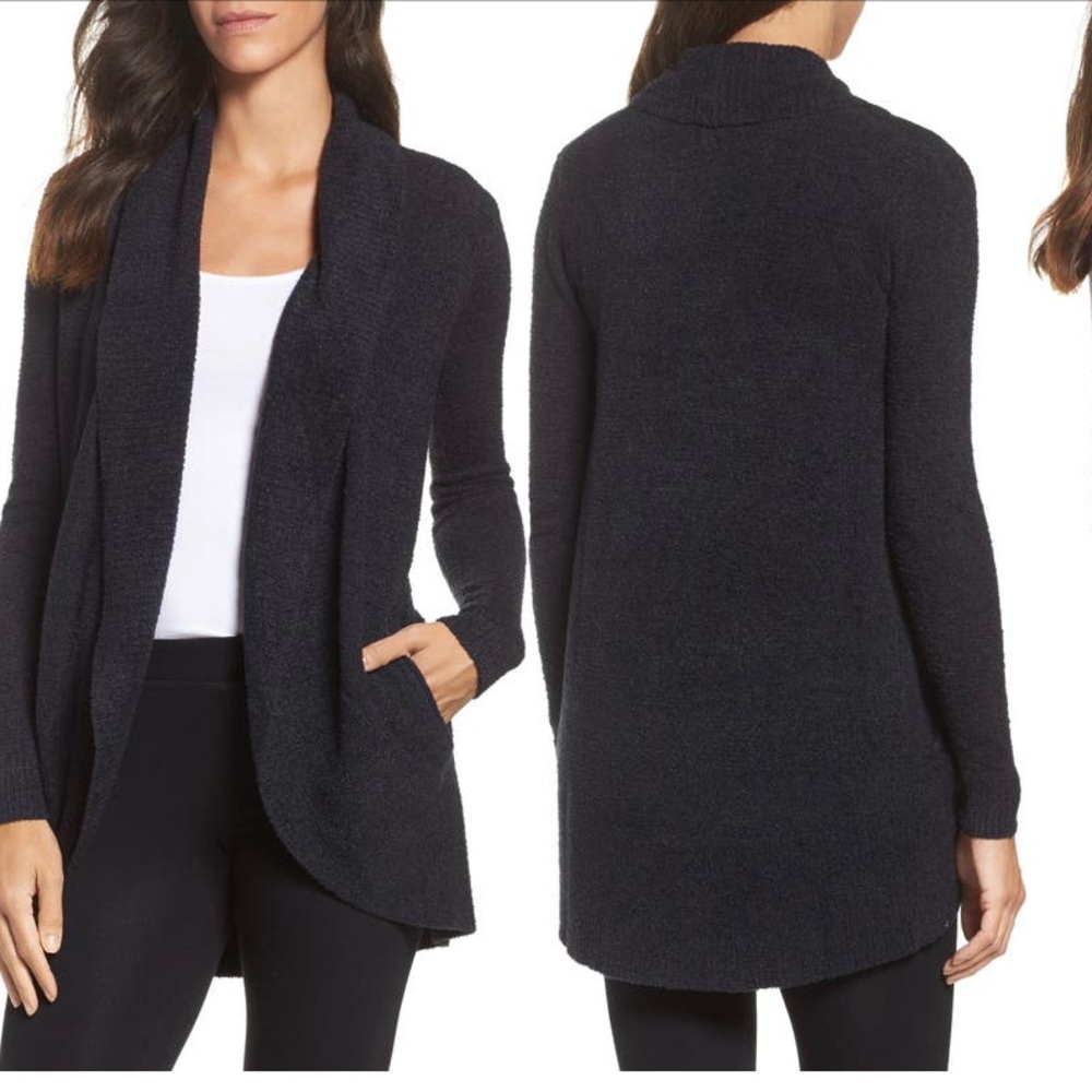 Barefoot Dreams Bamboo Long Sleeve CozyChic Lite Circle Lounge Cardigan Black